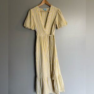 Draper James Yellow and White Striped Midi Dress